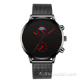 Genève Minimaliste Casual Sport Montre En Cuir Noir Simple Analogique Hommes Montres-Bracelets Marque Chinoise Guangzhou Montre-Bracelet En Gros